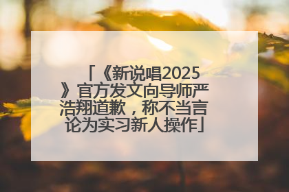 《新说唱2025》官方发文向导师严浩翔道歉，称不当言论为实习新人操作