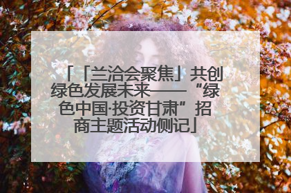 「兰洽会聚焦」共创绿色发展未来——“绿色中国·投资甘肃”招商主题活动侧记