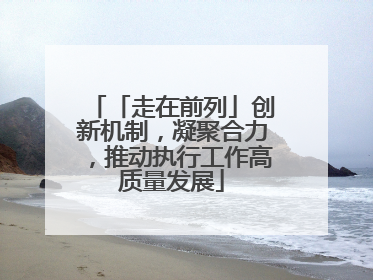 「走在前列」创新机制，凝聚合力，推动执行工作高质量发展