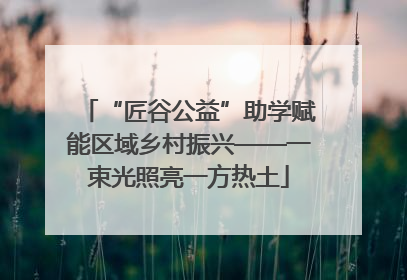“匠谷公益”助学赋能区域乡村振兴——一束光照亮一方热土