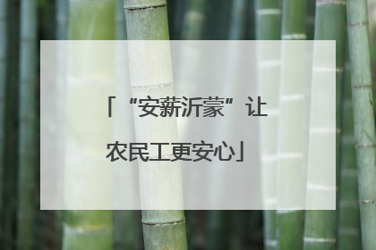 “安薪沂蒙”让农民工更安心