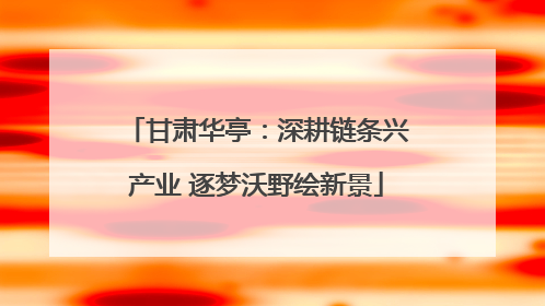 甘肃华亭：深耕链条兴产业 逐梦沃野绘新景