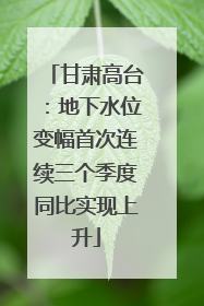 甘肃高台：地下水位变幅首次连续三个季度同比实现上升