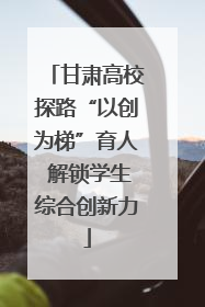 甘肃高校探路“以创为梯”育人 解锁学生综合创新力
