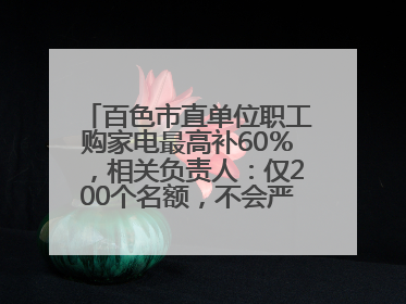 百色市直单位职工购家电最高补60％，相关负责人：仅200个名额，不会严格筛查身份