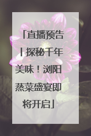 直播预告丨探秘千年美味！浏阳蒸菜盛宴即将开启