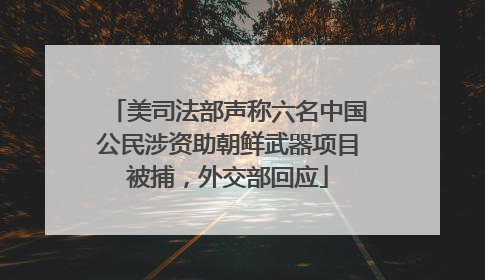 美司法部声称六名中国公民涉资助朝鲜武器项目被捕，外交部回应
