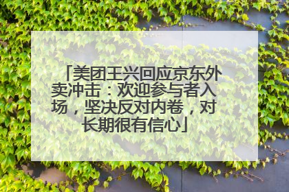 美团王兴回应京东外卖冲击：欢迎参与者入场，坚决反对内卷，对长期很有信心