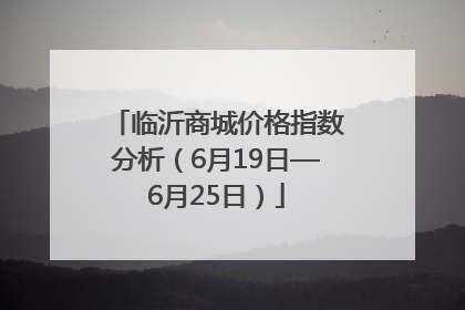 临沂商城价格指数分析（6月19日—6月25日）