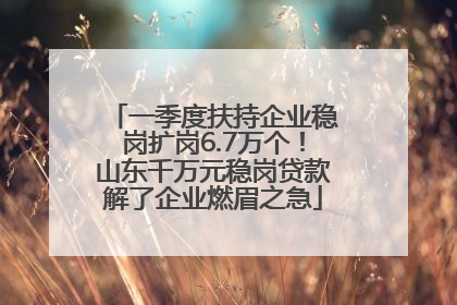 一季度扶持企业稳岗扩岗6.7万个！山东千万元稳岗贷款解了企业燃眉之急