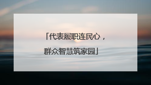 代表履职连民心，群众智慧筑家园