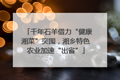 千年石羊借力“健康湘菜”突围，湘乡特色农业加速“出省”