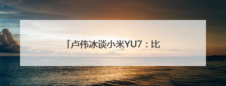 卢伟冰谈小米YU7：比SU7有更大的受众面