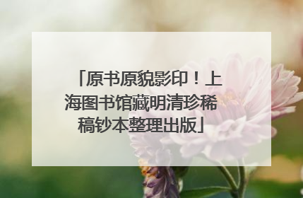 原书原貌影印！上海图书馆藏明清珍稀稿钞本整理出版