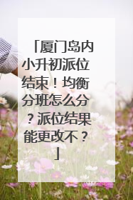 厦门岛内小升初派位结束！均衡分班怎么分？派位结果能更改不？
