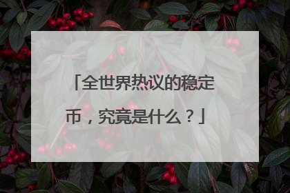 全世界热议的稳定币，究竟是什么？
