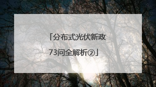 分布式光伏新政73问全解析②