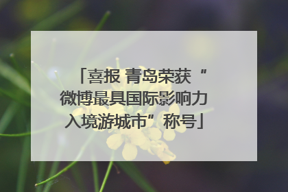 喜报 青岛荣获“微博最具国际影响力入境游城市”称号