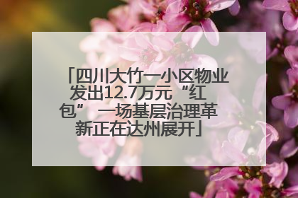四川大竹一小区物业发出12.7万元“红包” 一场基层治理革新正在达州展开