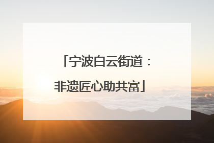 宁波白云街道：非遗匠心助共富