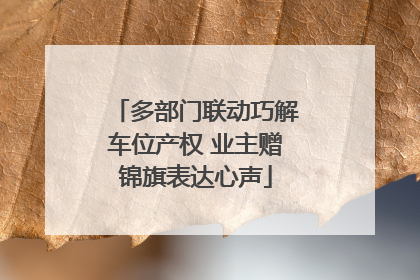多部门联动巧解车位产权 业主赠锦旗表达心声