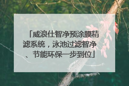 威浪仕智净预涂膜精滤系统，泳池过滤智净、节能环保一步到位