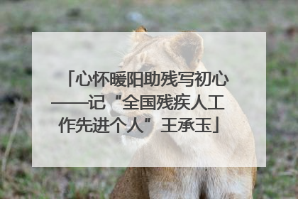心怀暖阳助残写初心——记“全国残疾人工作先进个人”王承玉