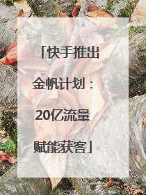 快手推出金帆计划：20亿流量赋能获客