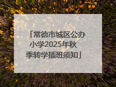 常德市城区公办小学2025年秋季转学插班须知