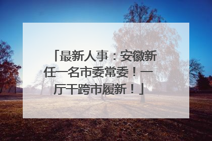 最新人事：安徽新任一名市委常委！一厅干跨市履新！