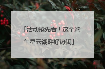 活动抢先看！这个端午星云湖畔好热闹