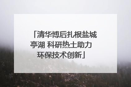 清华博后扎根盐城亭湖 科研热土助力环保技术创新