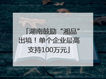 湖南鼓励“湘品”出境！单个企业最高支持100万元