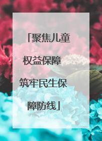 聚焦儿童权益保障 筑牢民生保障防线