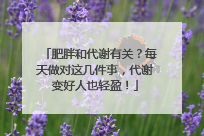 肥胖和代谢有关？每天做对这几件事，代谢变好人也轻盈！