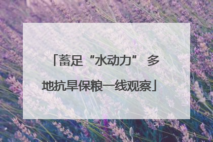 蓄足“水动力” 多地抗旱保粮一线观察