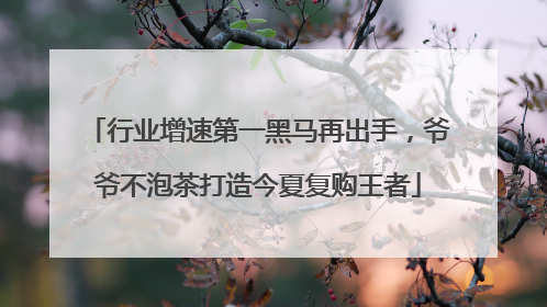 行业增速第一黑马再出手，爷爷不泡茶打造今夏复购王者