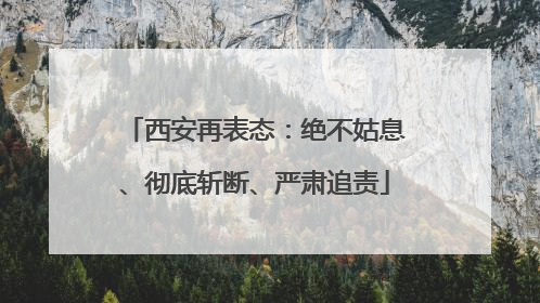 西安再表态：绝不姑息、彻底斩断、严肃追责
