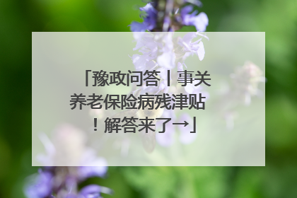 豫政问答丨事关养老保险病残津贴！解答来了→