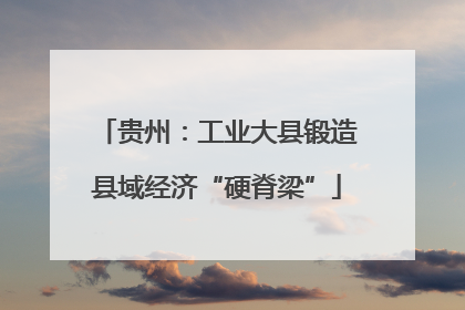 贵州：工业大县锻造县域经济“硬脊梁”