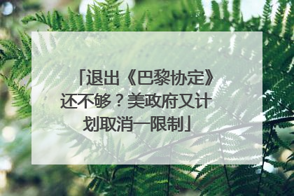 退出《巴黎协定》还不够？美政府又计划取消一限制