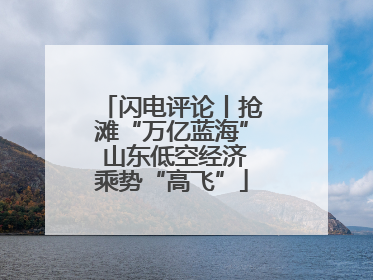闪电评论丨抢滩“万亿蓝海” 山东低空经济乘势“高飞”