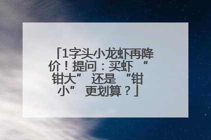 1字头小龙虾再降价！提问：买虾 “钳大” 还是 “钳小” 更划算？