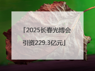 2025长春光博会引资229.3亿元